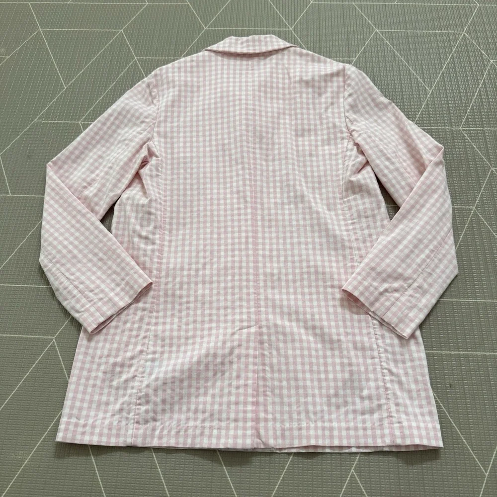 J McLaughlin Tyra‎ Coat Size Large Pink Gingham Trench Coat